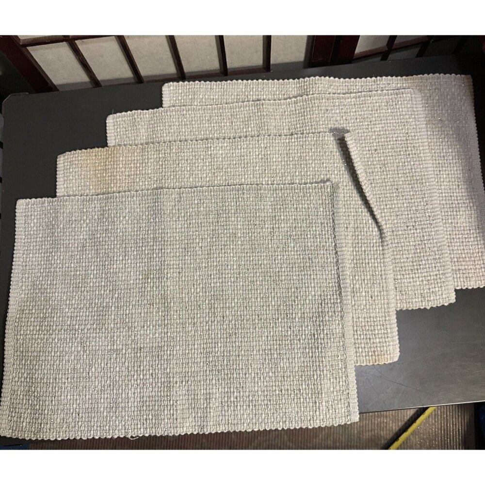 Set of 4 Silver Sparkle Placemats Cotton Cloth Christmas 16x12